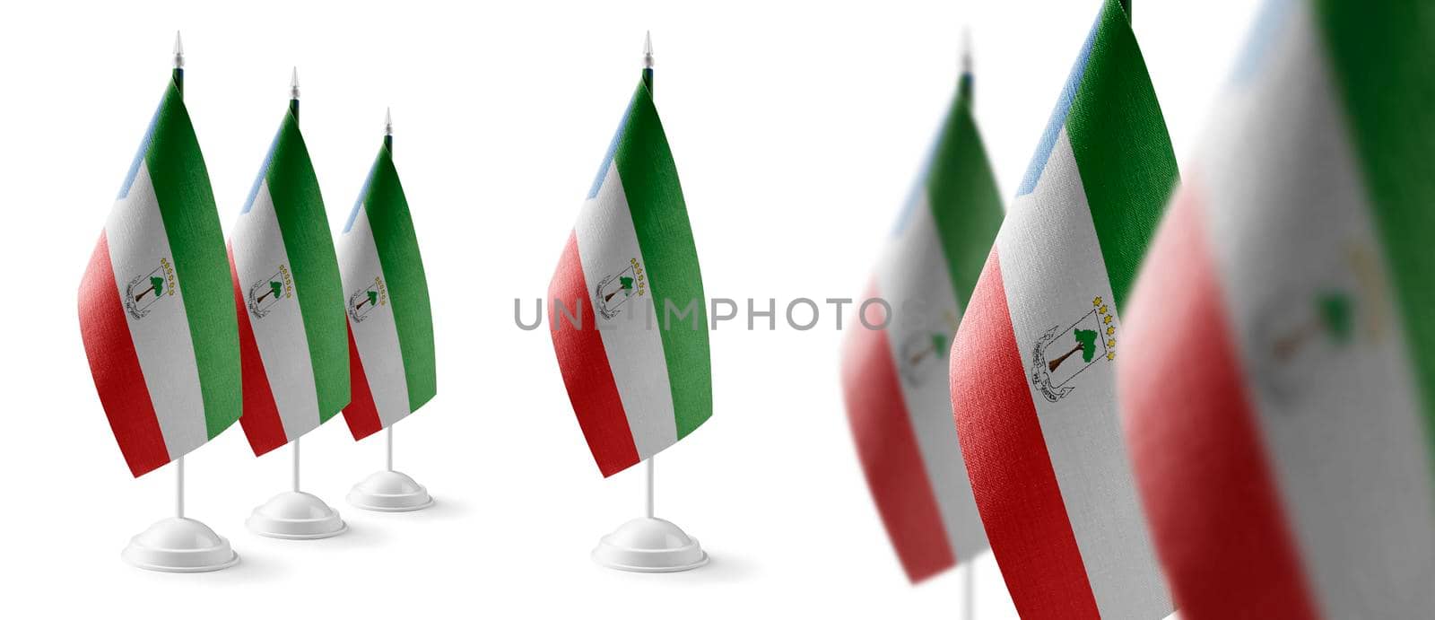 Set of Equatorial Guinea national flags on a white background.