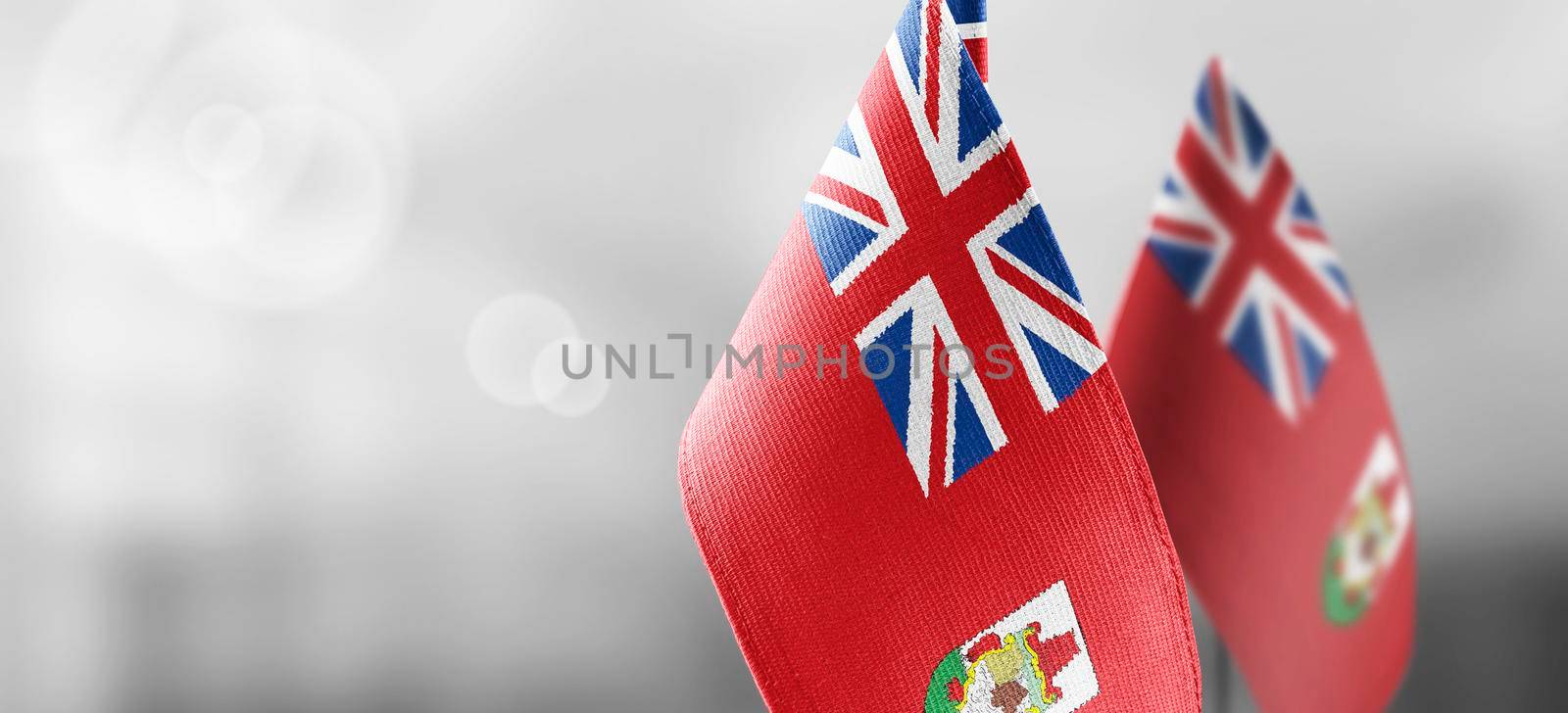 Patch of the national flag of the Bermuda on a white t-shirt.