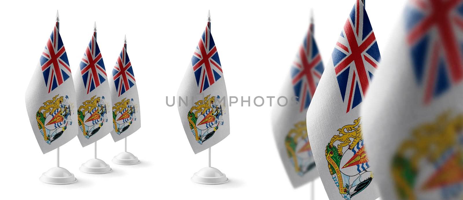 Set of British Antarctic Territory national flags on a white background.