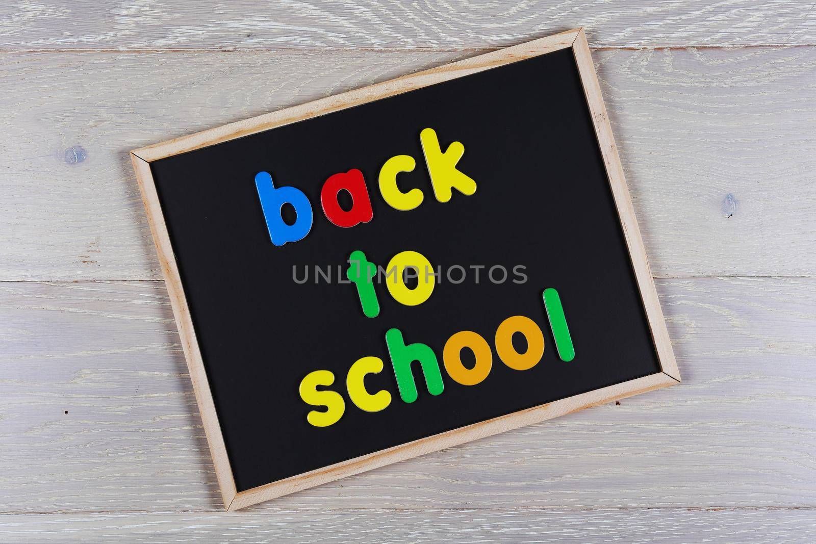 A back to school concept:  letters on a chalkboard