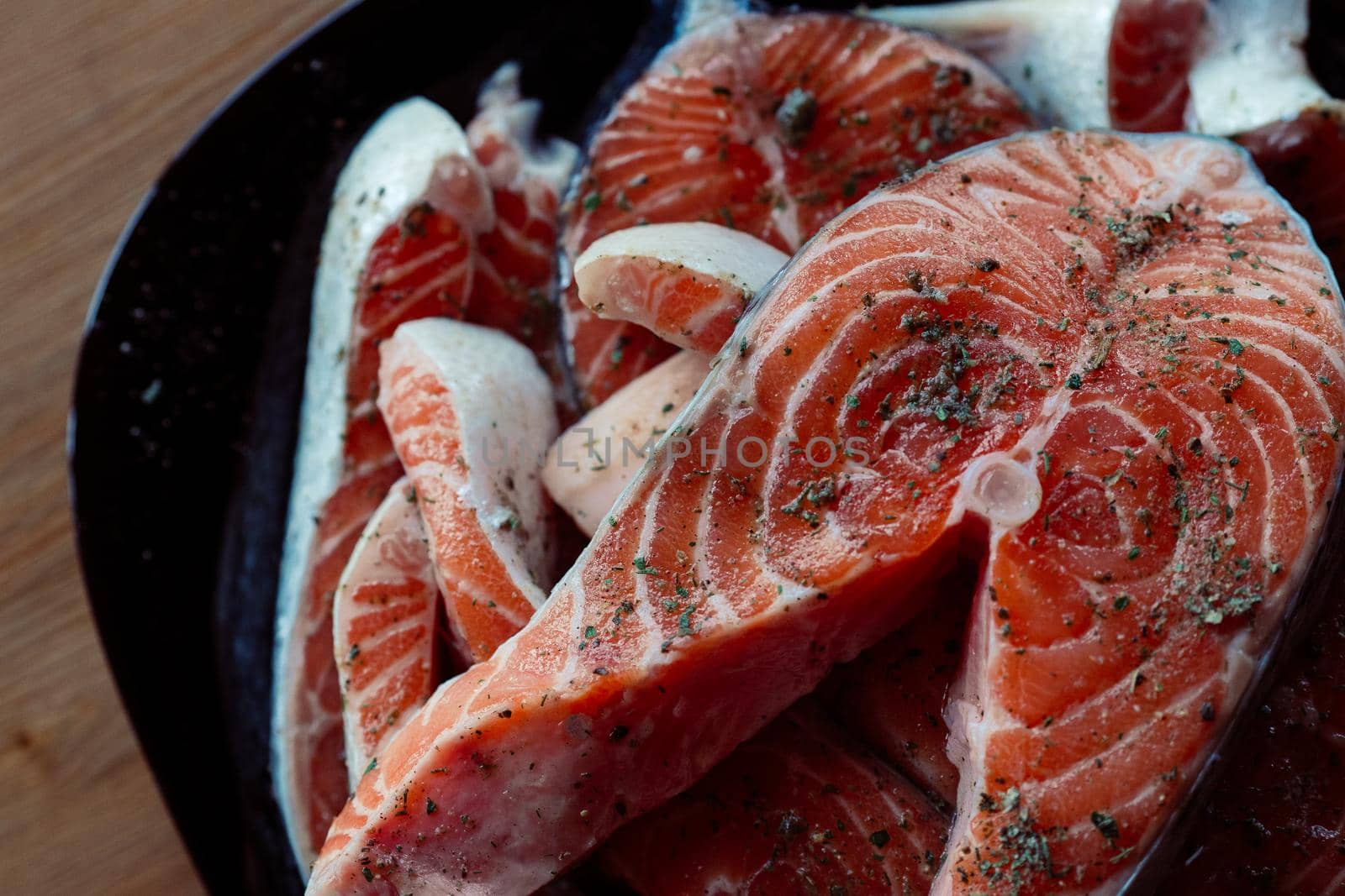 red fish spices cooking seafood delicacy on a plate. High quality photo
