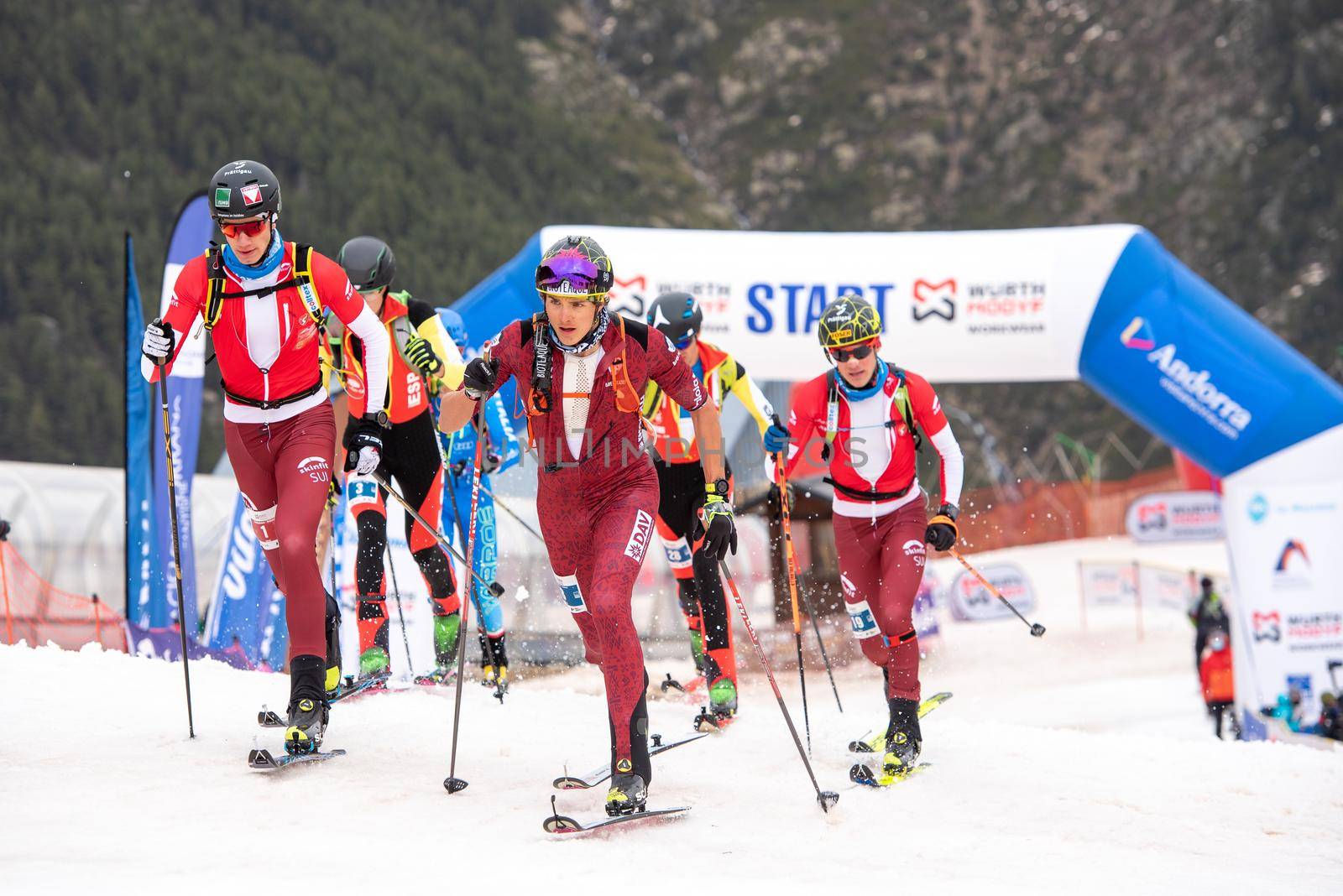 Arinsal, Andorra : 2021 March 2 : Skiiers in the ISMF WC Championships Comapedrosa Andorra 2021 U18