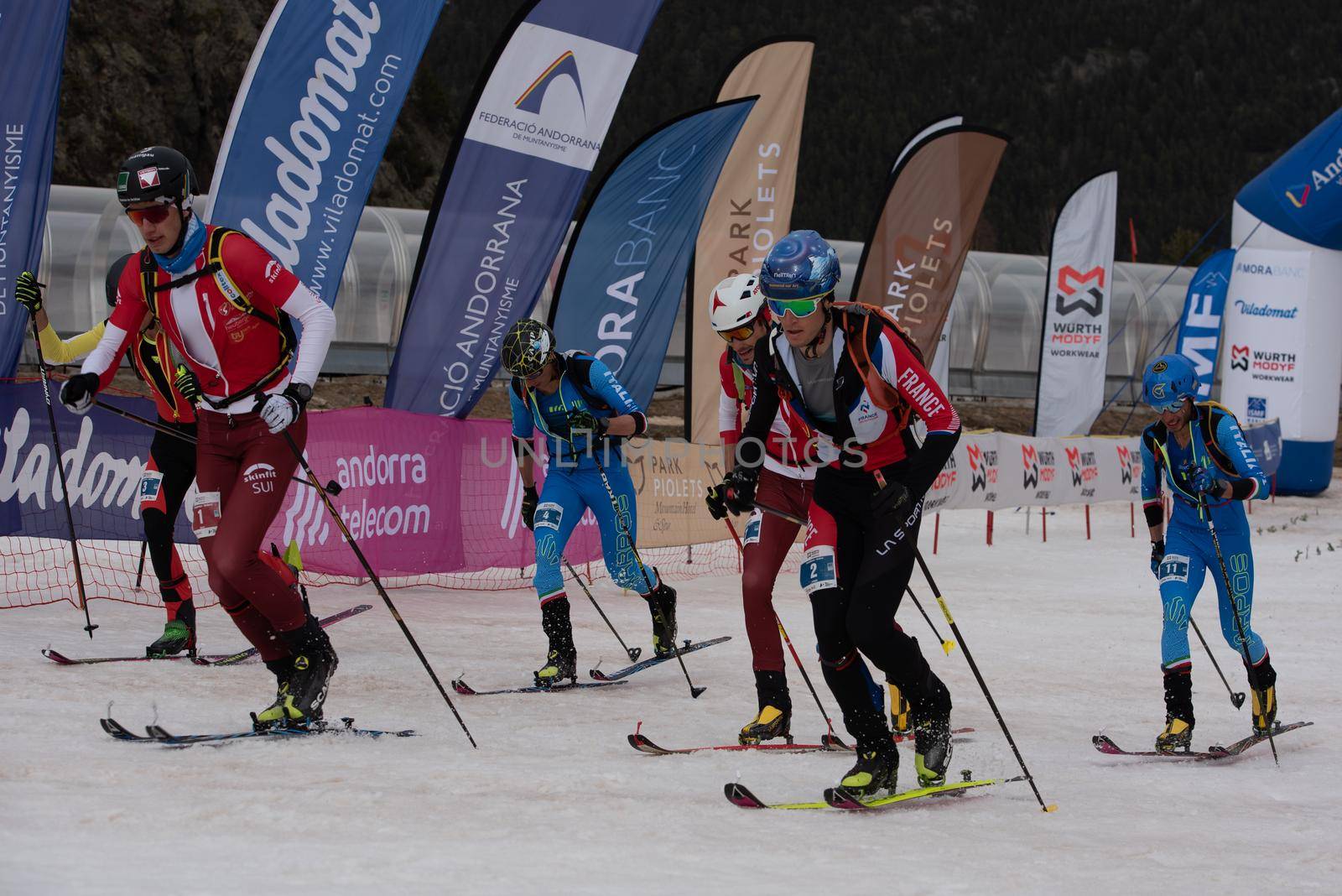 Arinsal, Andorra : 2021 March 2 : Skiiers in the ISMF WC Championships Comapedrosa Andorra 2021 U18