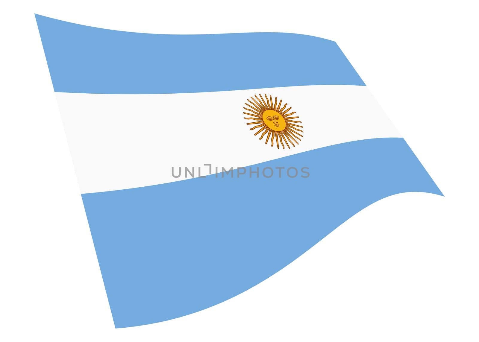 An Argentina waving flag 3d illustration isolated on white with clipping path