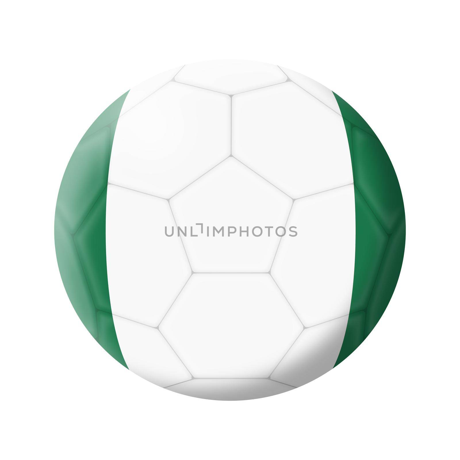 A Nigeria soccer ball football 3d illustration isolated on white with clipping path