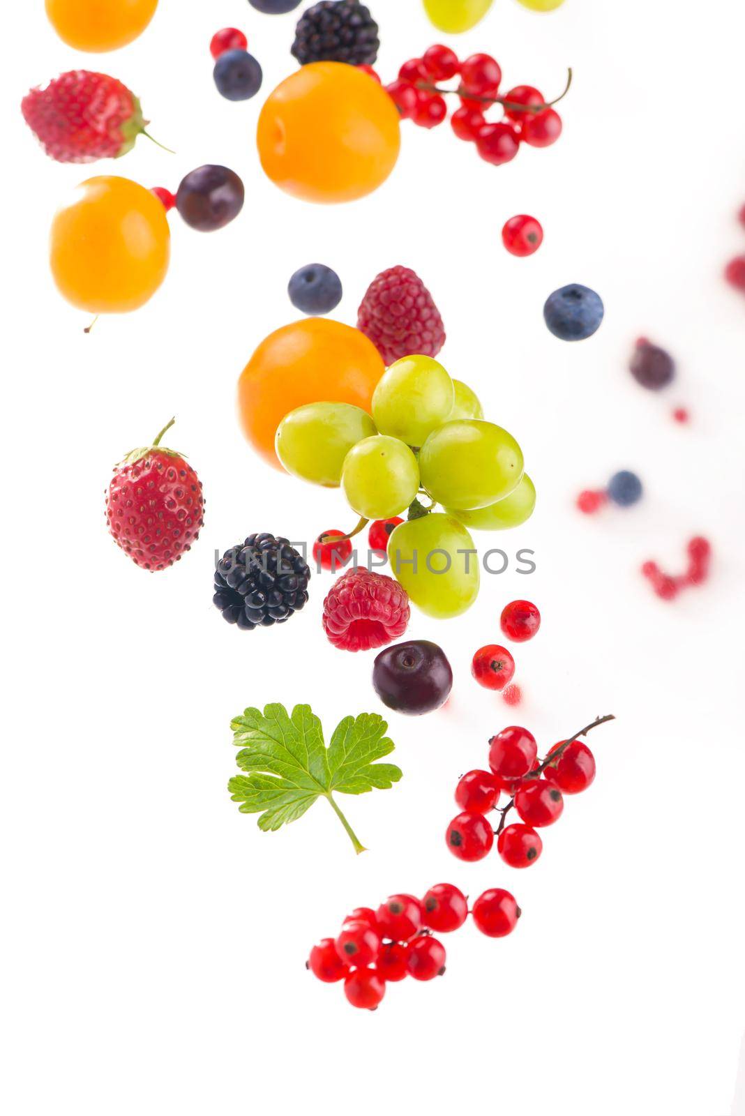 berry mix isolated on a white background.