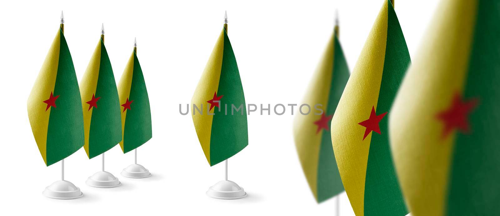 Set of French Guiana national flags on a white background.