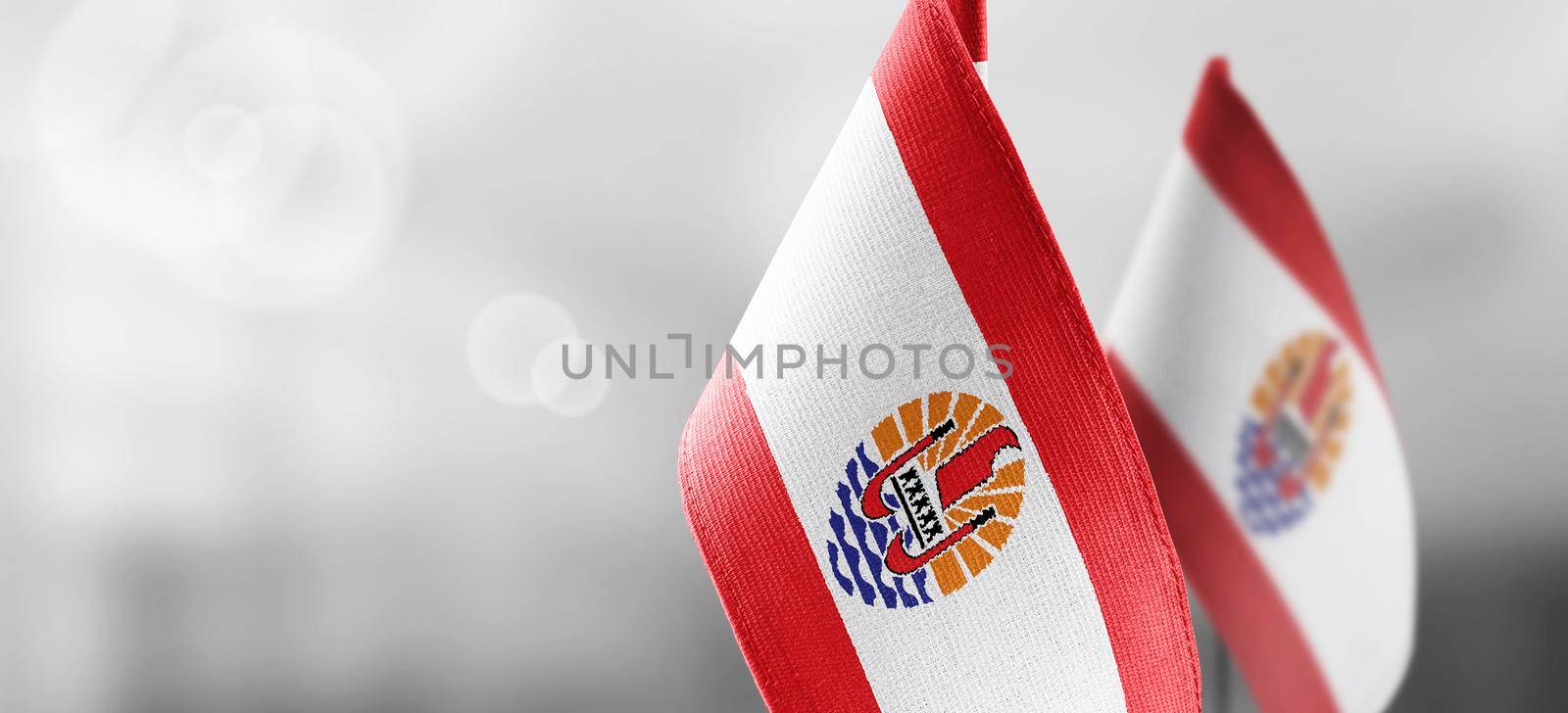 Patch of the national flag of the French Polynesia on a white t-shirt by butenkow