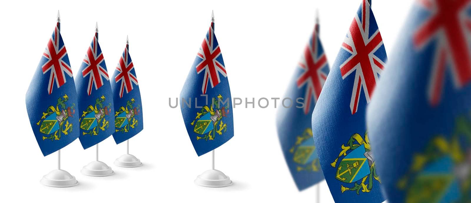 Set of Pitcairn Islands national flags on a white background.