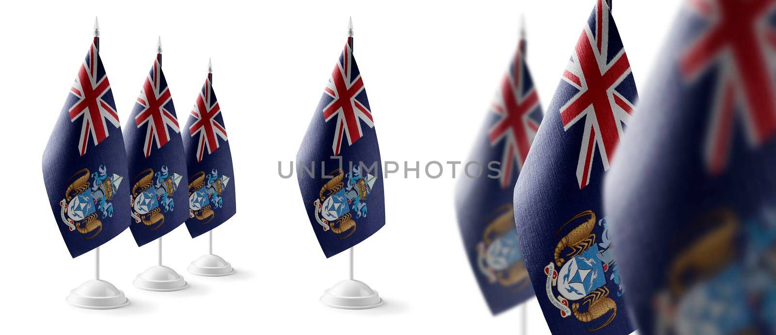 Set of Tristan da Cunha national flags on a white background.