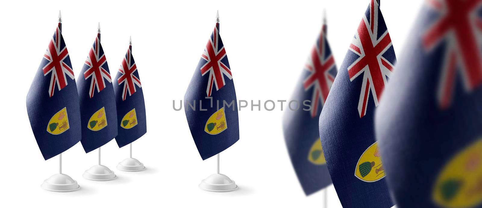 Set of Turks and Caicos Islands national flags on a white background.