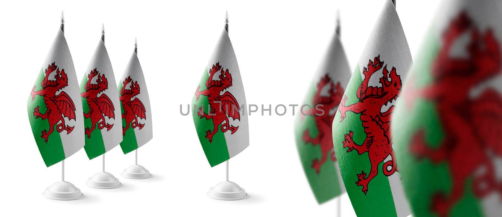 Set of Wales national flags on a white background.