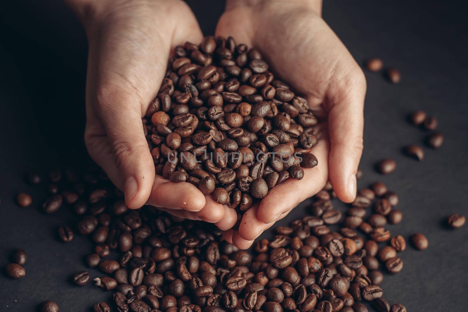 coffee in hands cappuccino beverage preparation organic product. High quality photo