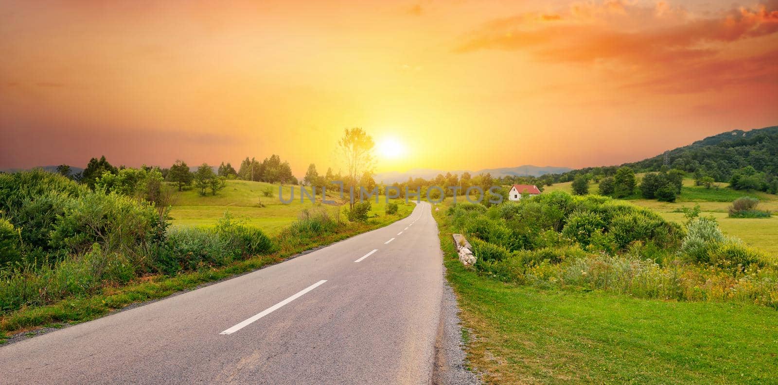 Landscape with the image of mountain road in montenegro