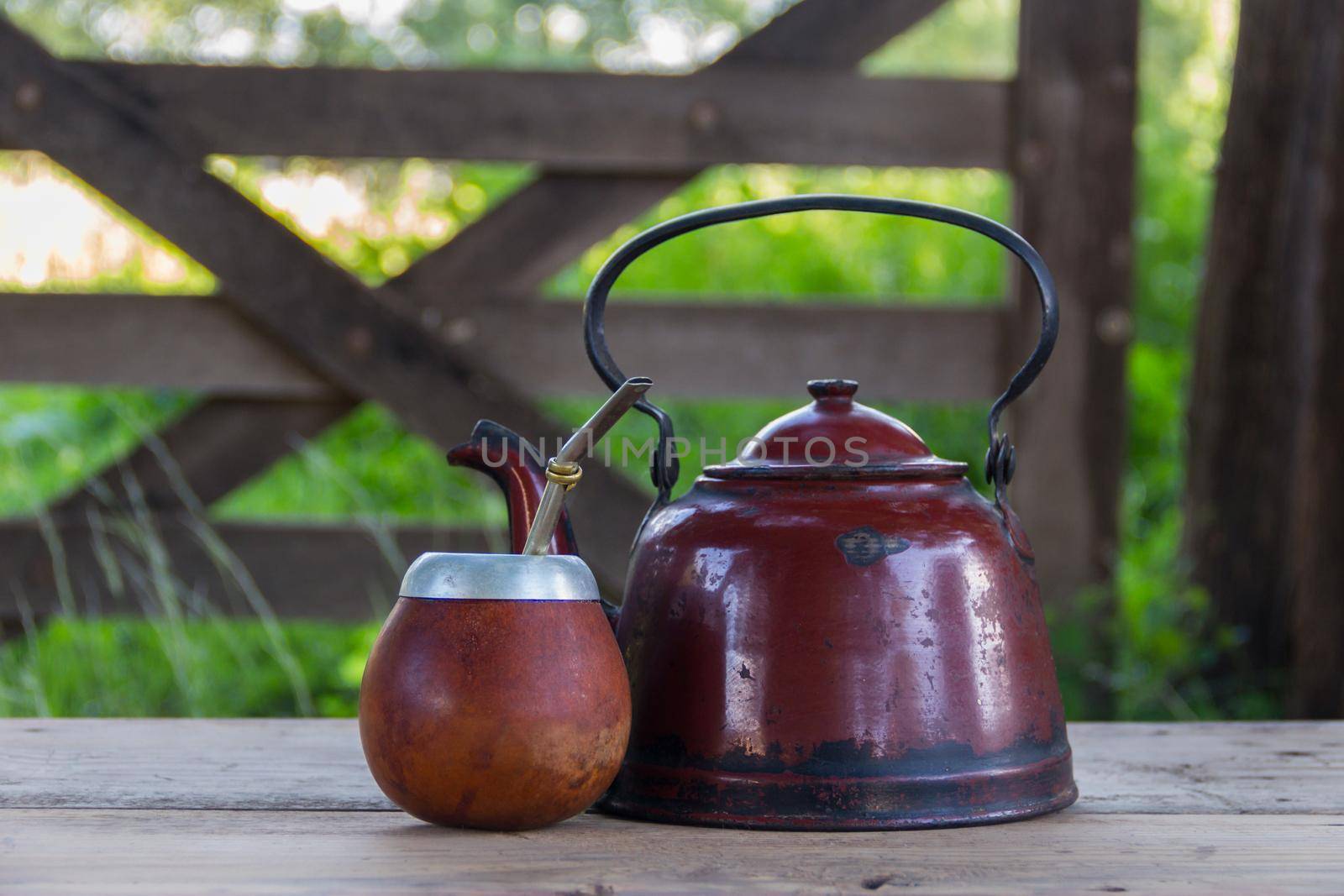 Kettle and yerba mate to drink the traditional infusion of Argentina and South America