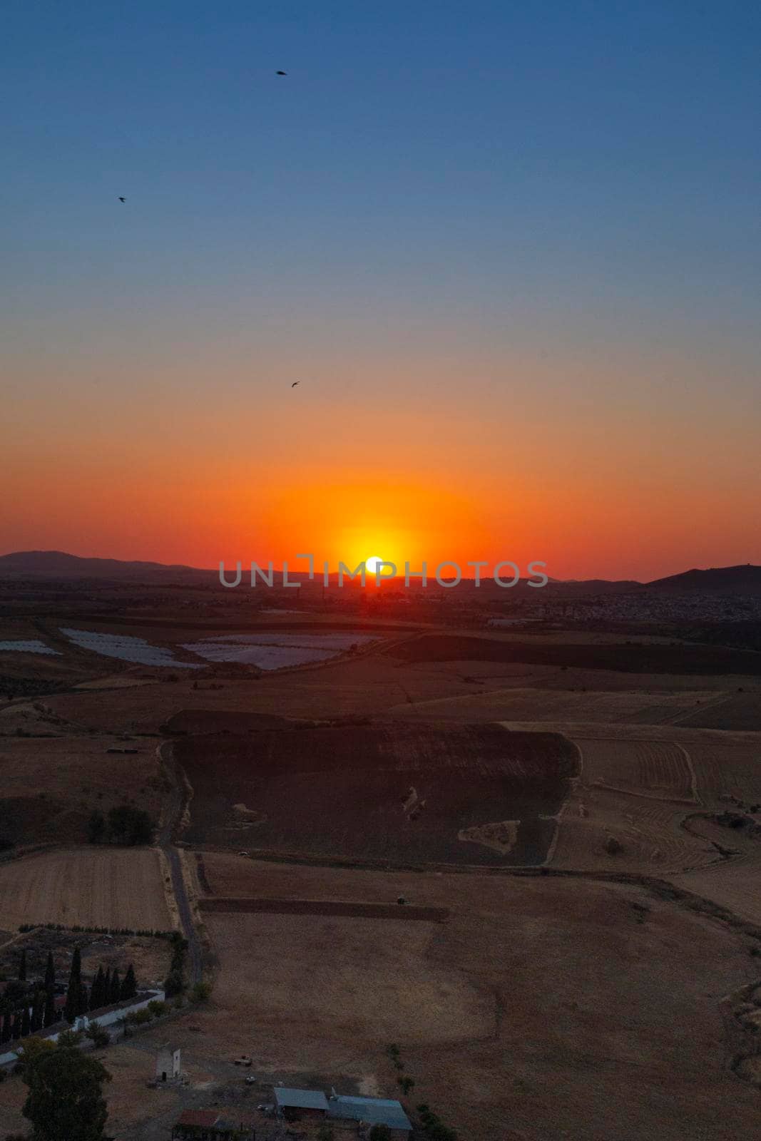 Sunset from the mountain of an Andalusian village in southern Spain