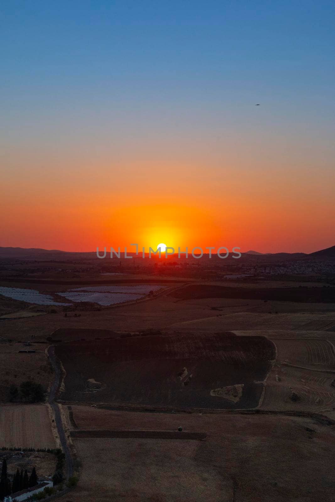 Sunset from the mountain of an Andalusian village in southern Spain