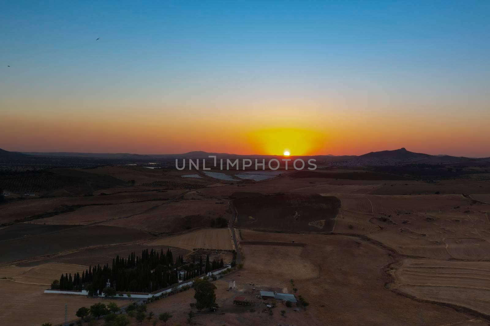 Sunset from the mountain of an Andalusian village in southern Spain