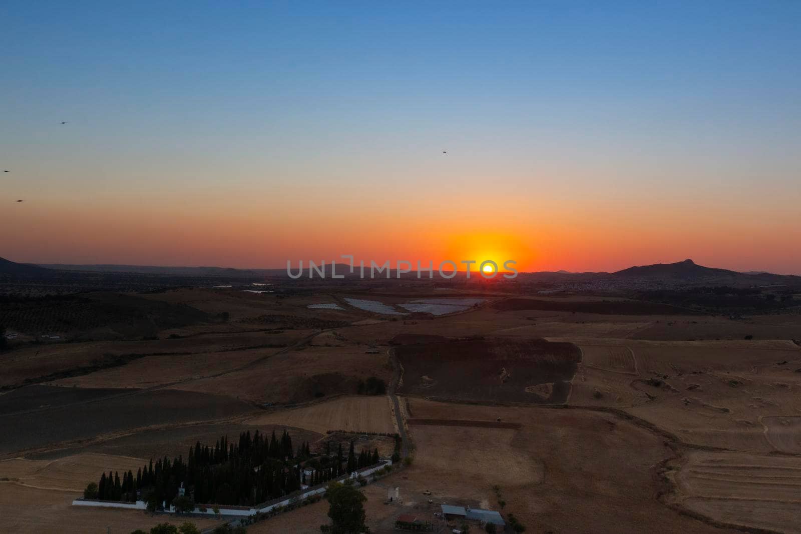 Sunset from the mountain of an Andalusian village in southern Spain