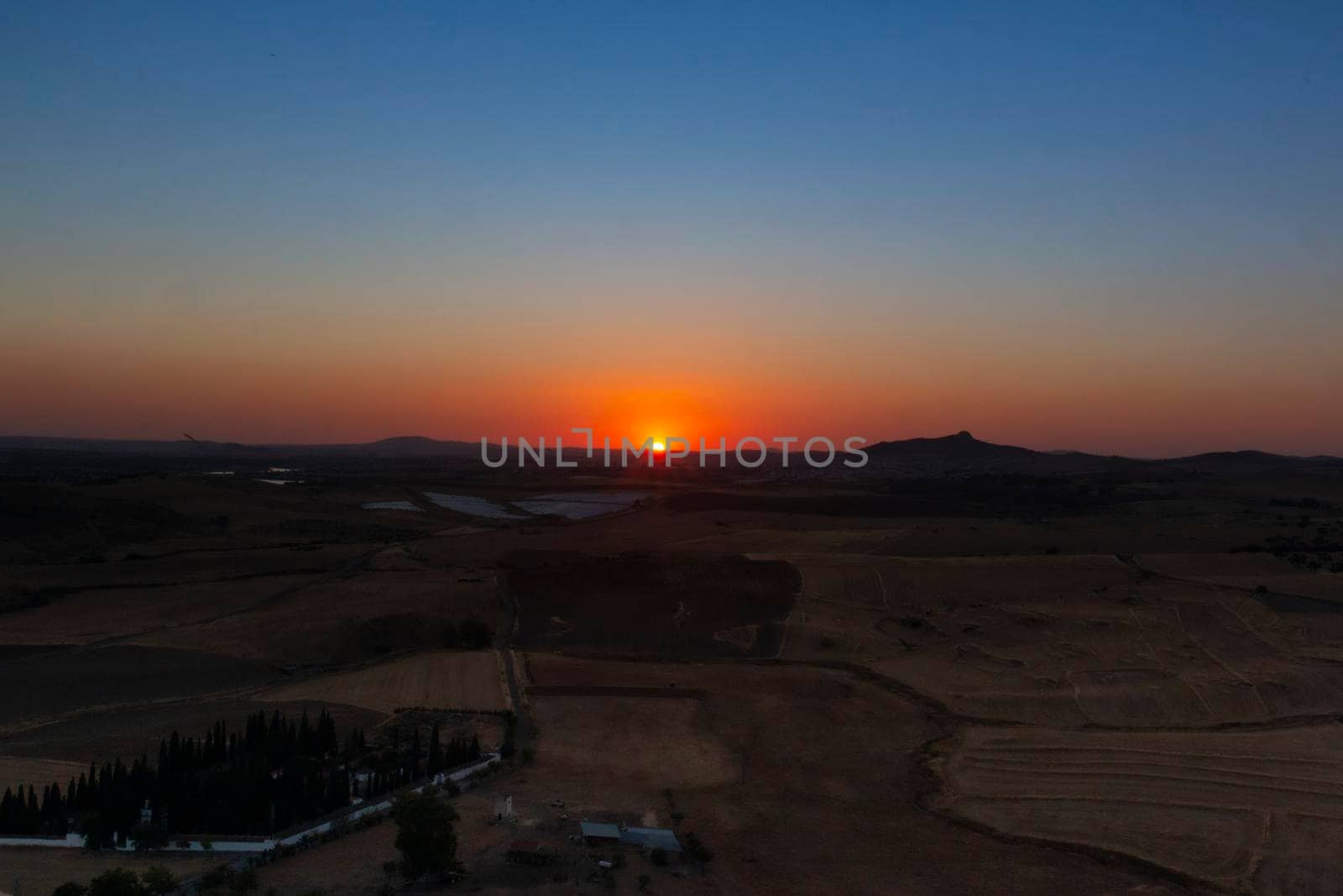 Sunset from the mountain of an Andalusian village in southern Spain