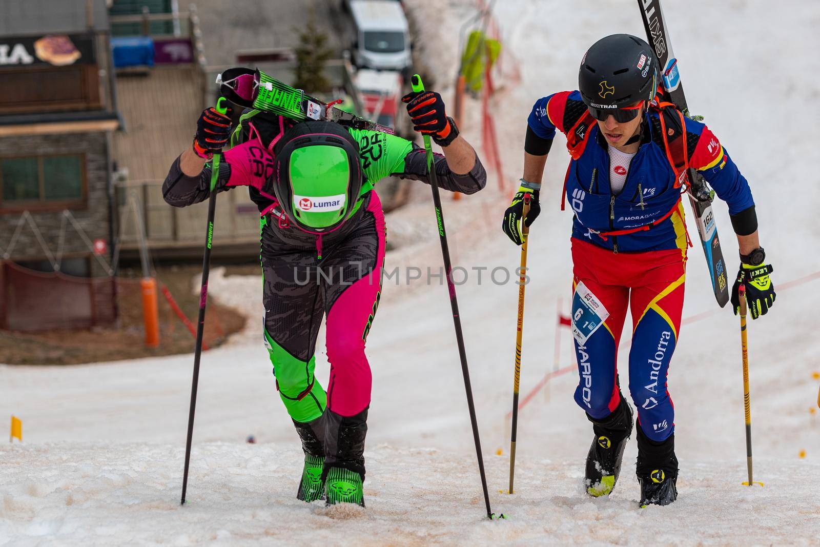 Arinsal, Andorra : 2021 March 2 : CASABELLA SIN Sergi AND and KOVACIC Luka SLO in the ISMF WC Championships Comapedrosa Andorra 2021- RelayRace Men.