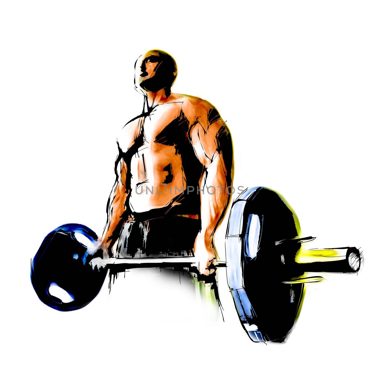 The Bodybuilder illustration on white background