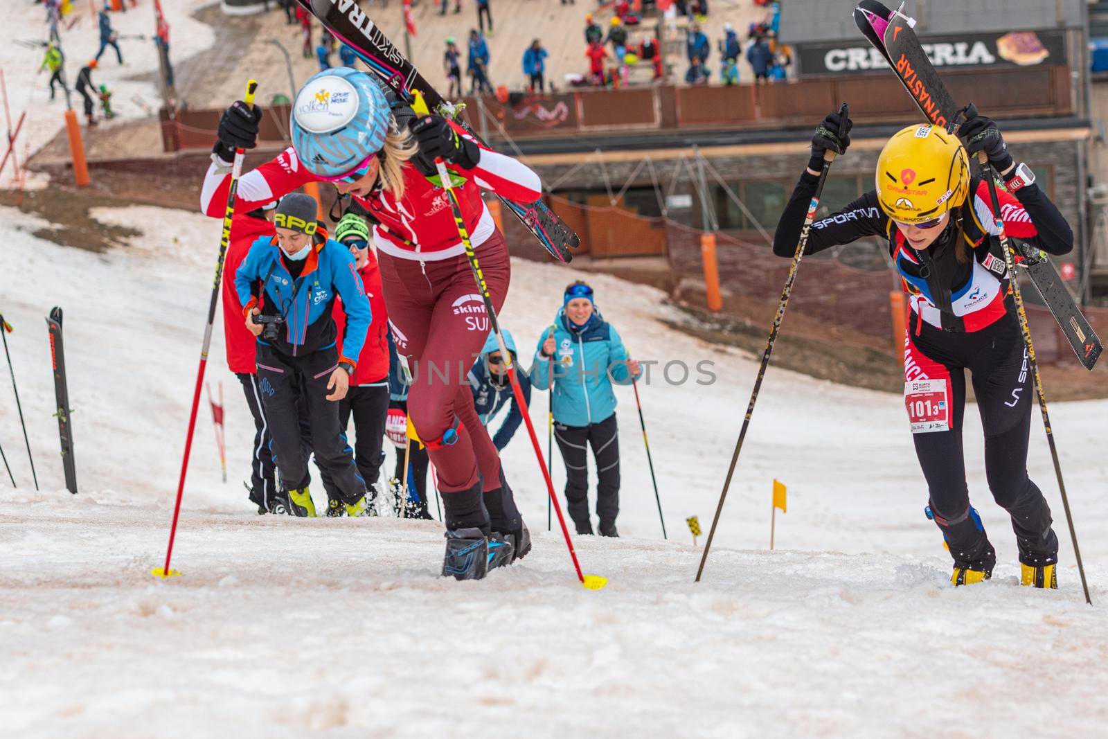Arinsal, Andorra : 2021 March 3 : SCHMID Alessandra SUI in the ISMF WC Championships Comapedrosa Andorra 2021- Relay Race Women.