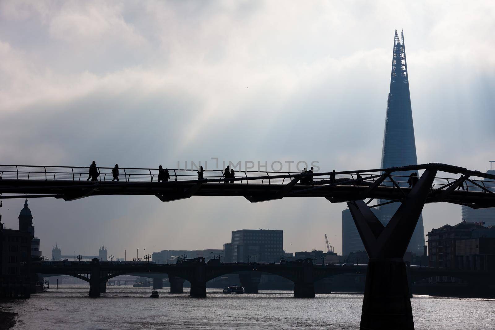 Millennium Bridge and the River Thames in London