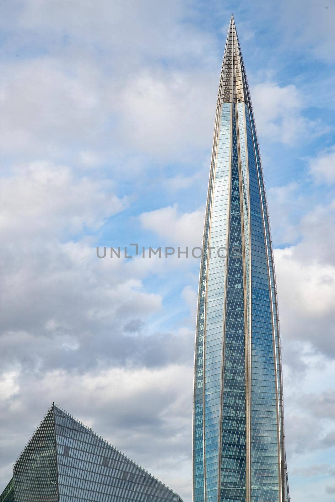 Russia, St.Petersburg, 06 July 2020: The skyscraper Lakhta center at day time, It is the highest skyscraper in Europe, completion of construction by vladimirdrozdin