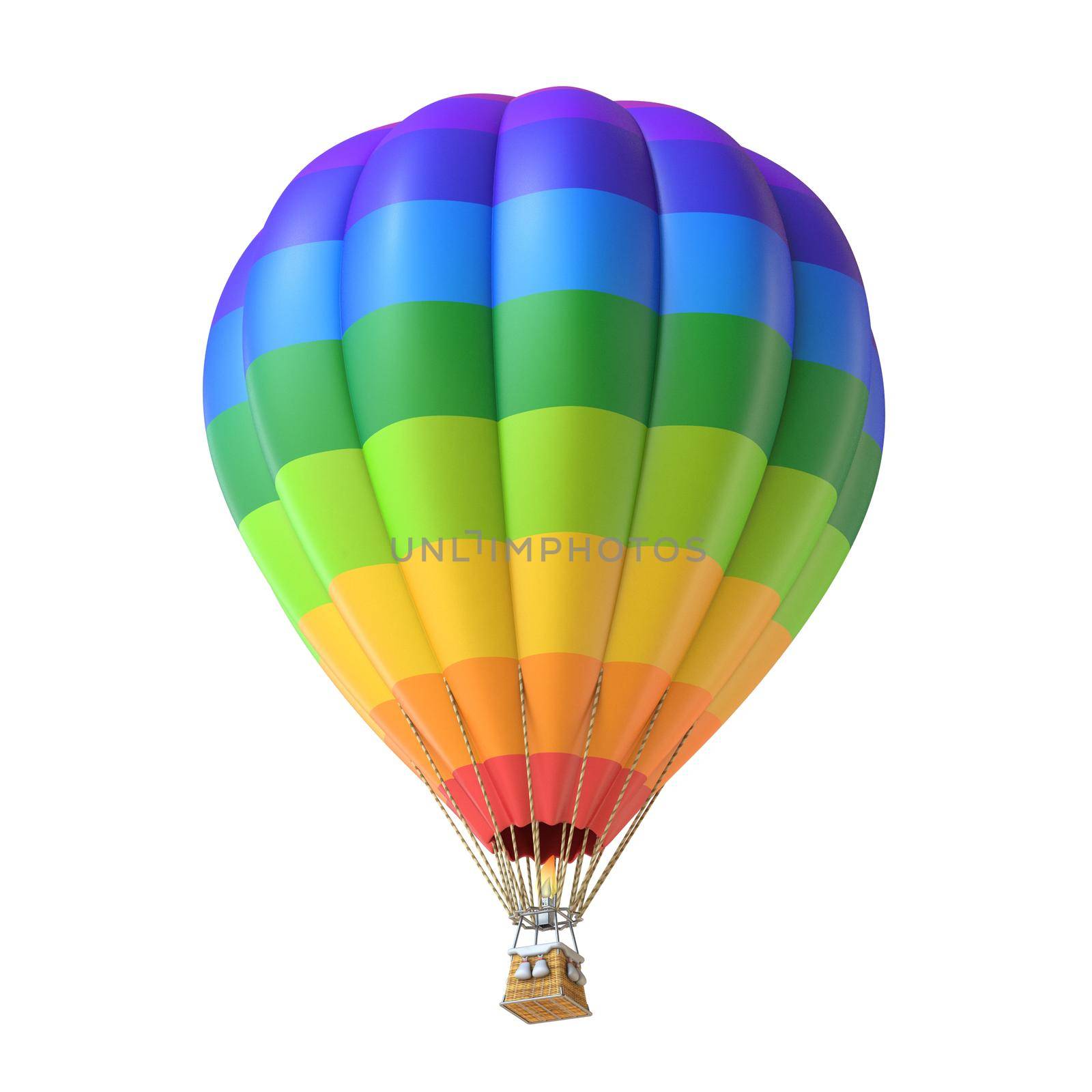 Rainbow colored hot air balloon 3D by djmilic