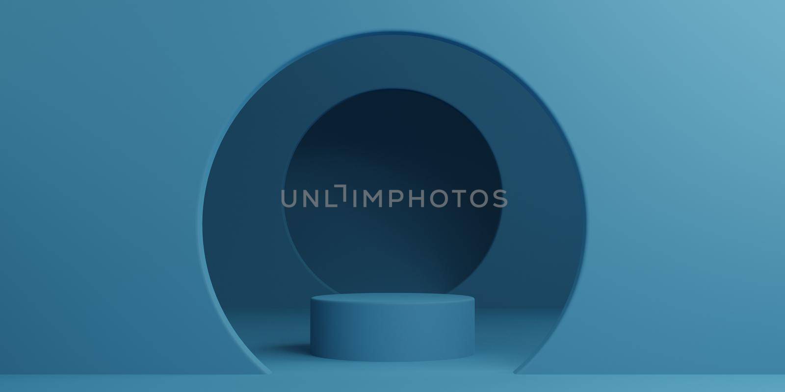 Blue minimal abstract background cylinder podium geometric shape, Stage for product. 3d rendering by sirawit99
