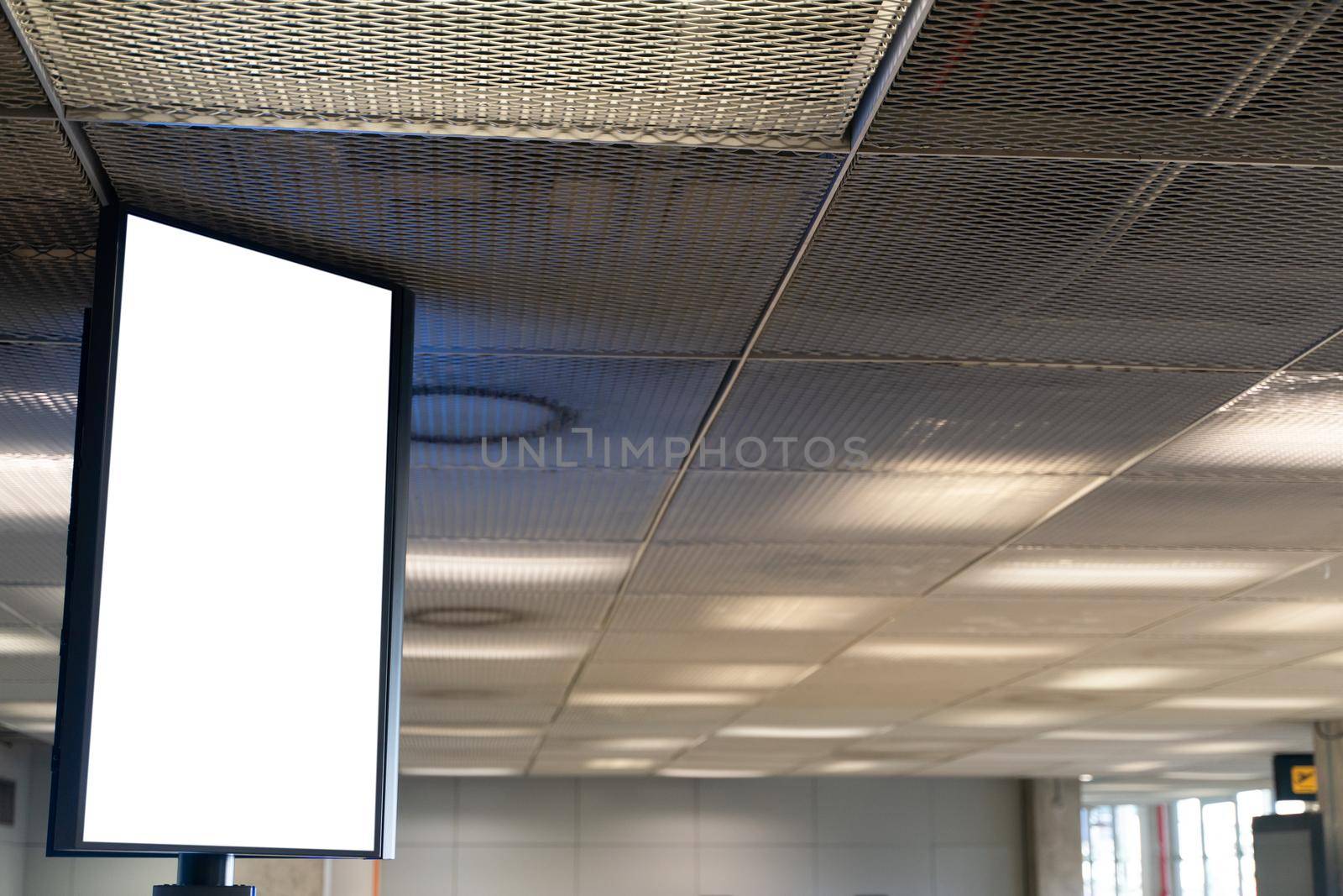 White screen blank mock up of street poster billboard on Airport.