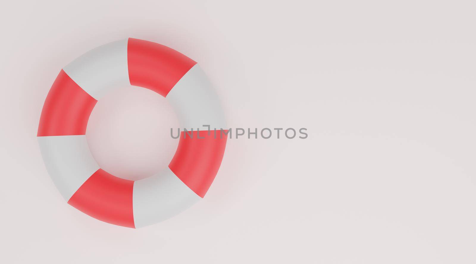 Swimming ring, Life buoy red and white on white background by sirawit99