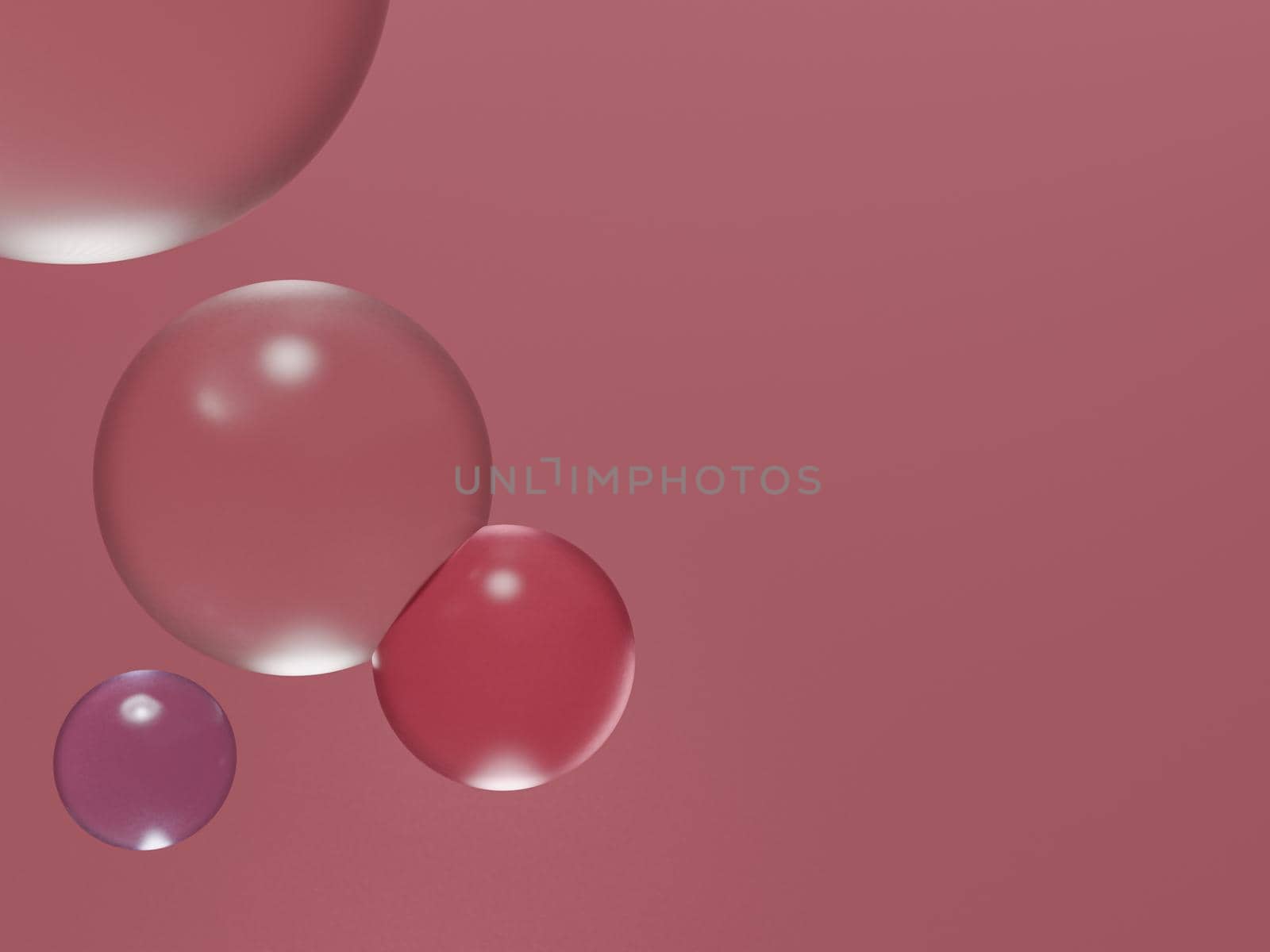 Pink backdrop with bubbles for cosmetic product display. 3d rendering. by sirawit99