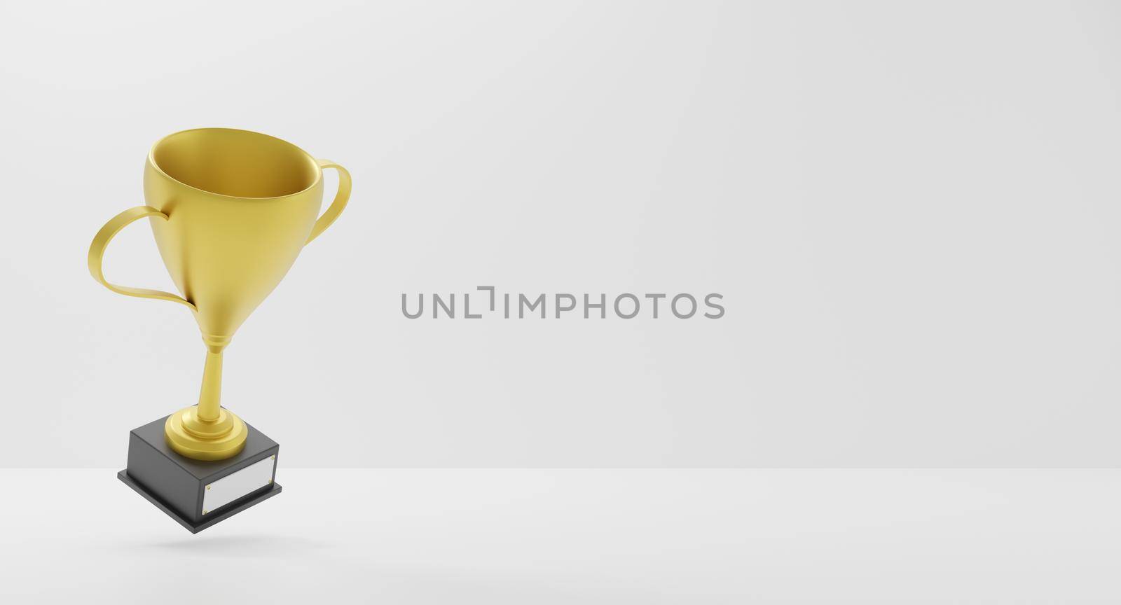 Winners gold cups on white background. Trophies with stand. 3d rendering. by sirawit99