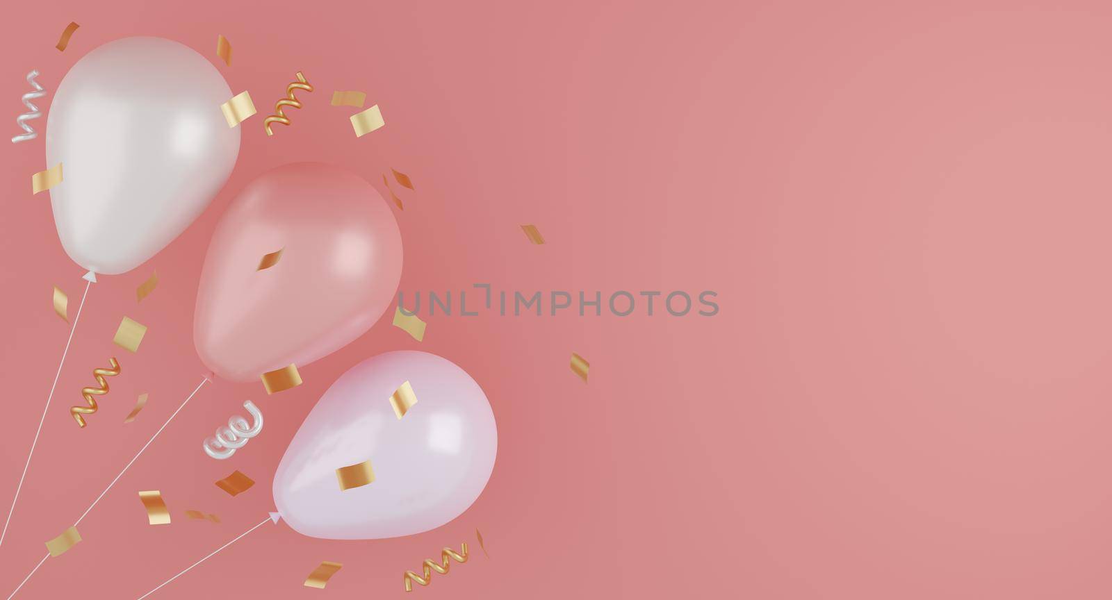 Balloons background for birthday, anniversary, wedding, congratulation, festive with empty space for text. 3D rendering. by sirawit99