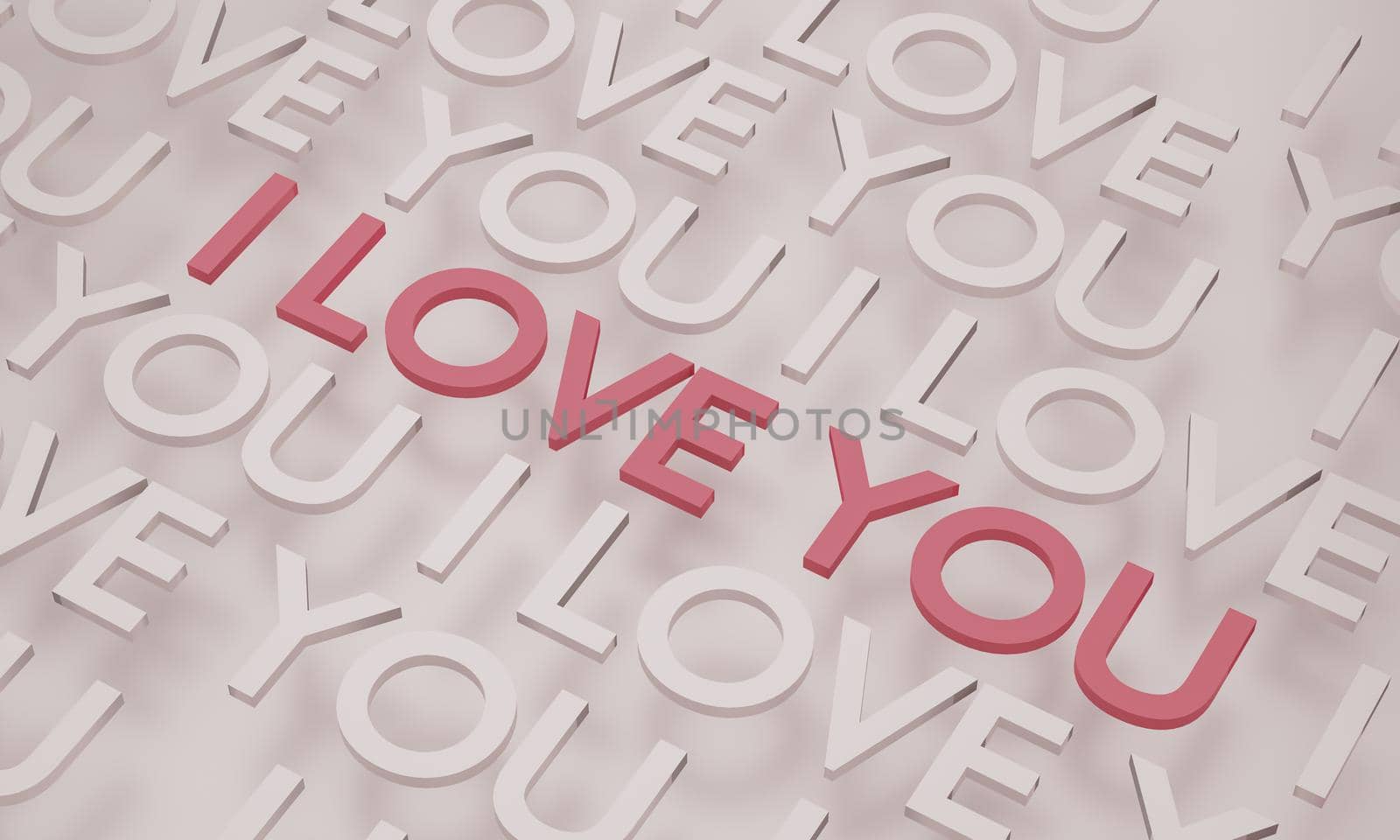 I love you, red text pop up on white wall background. 3D rendering. by sirawit99