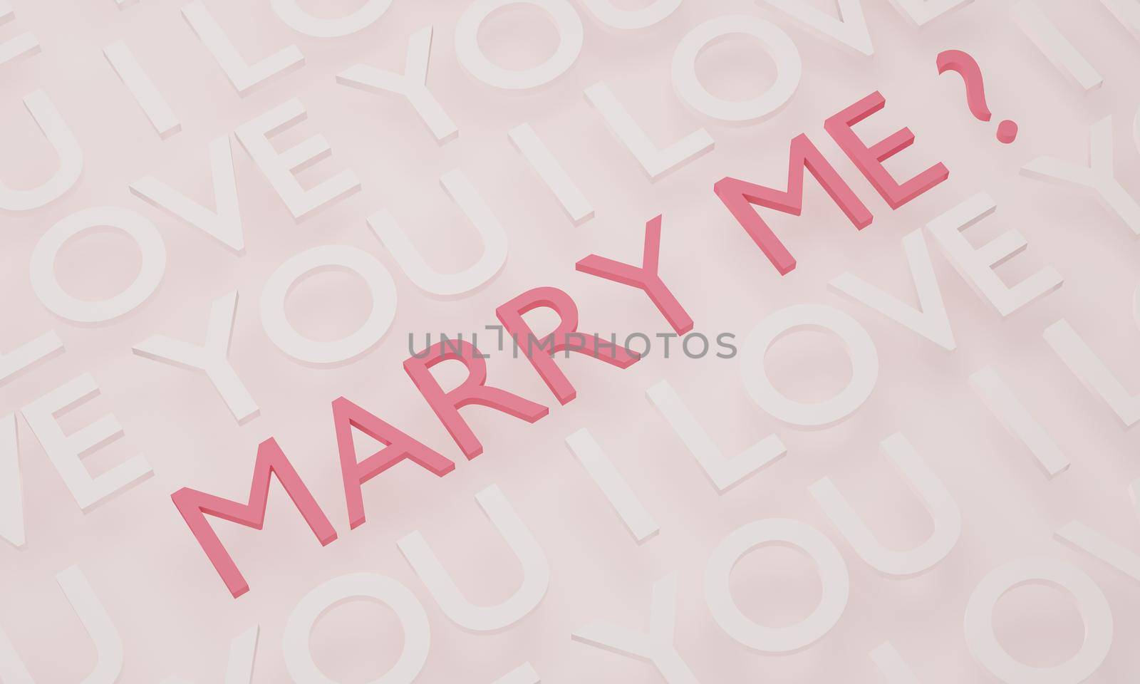 Will You Marry Me, pink text on white wall background. 3D rendering. by sirawit99
