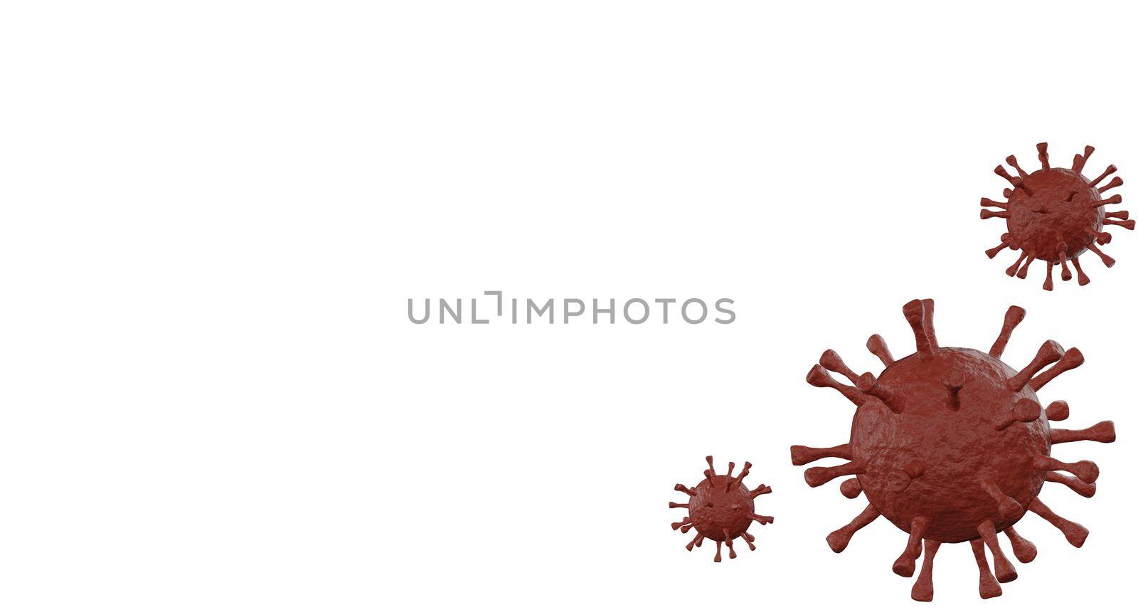 Red corona virus cell isolated on white background. 3d rendering by sirawit99