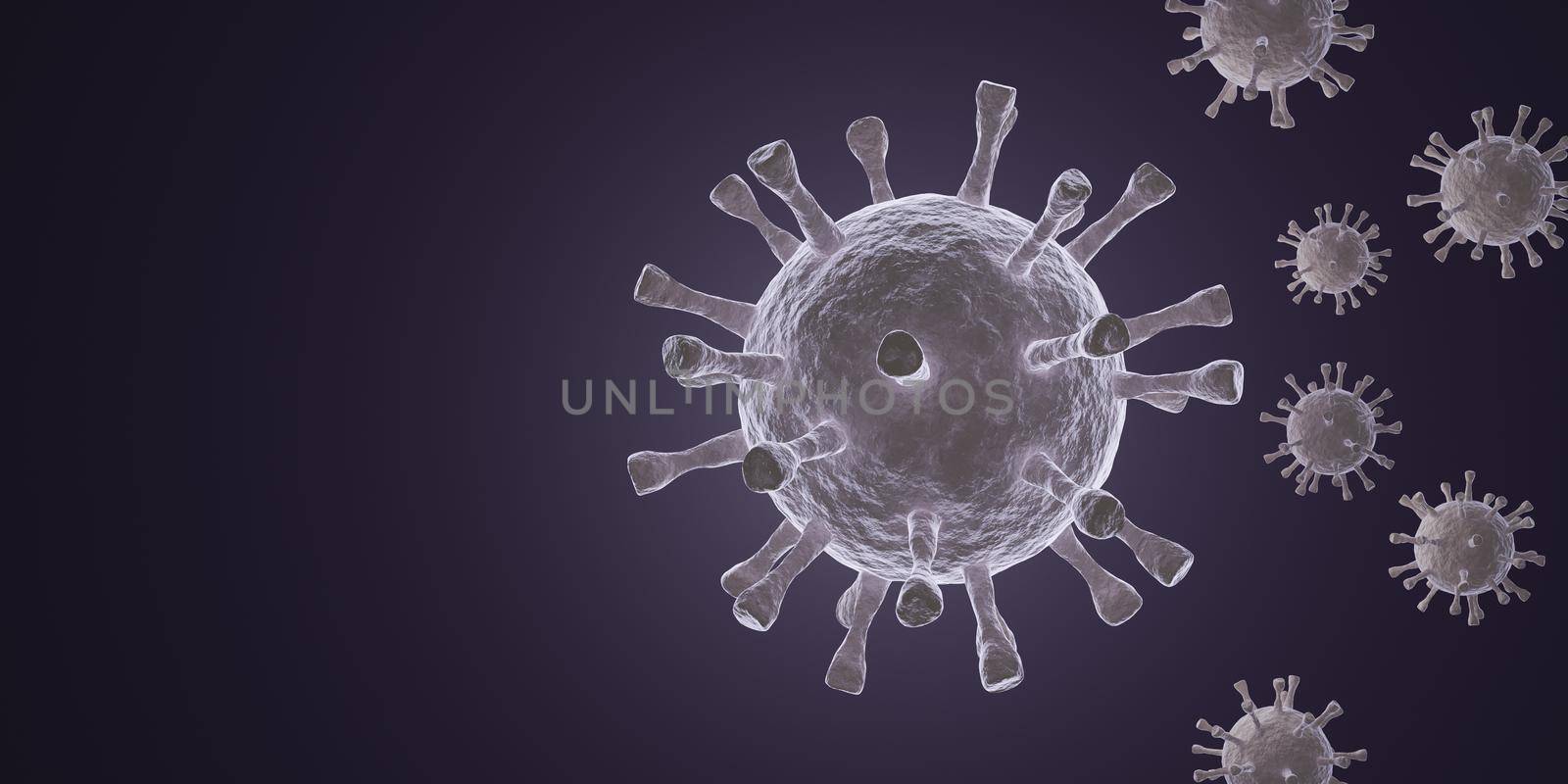 virus cell or Covid-19 3d rendering