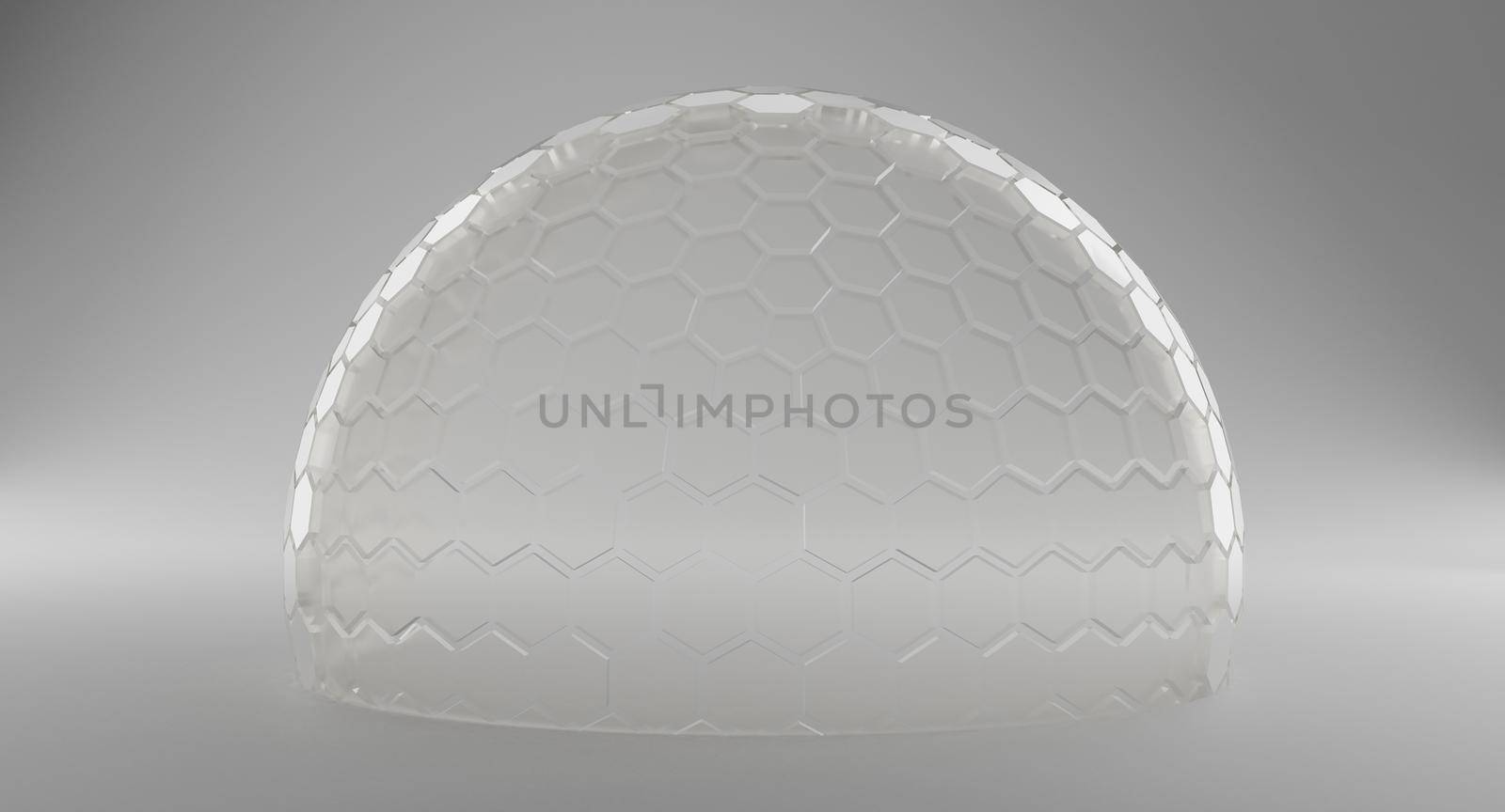 Mock-up transparent glass dome protection Concept or barrier 3d rendering.