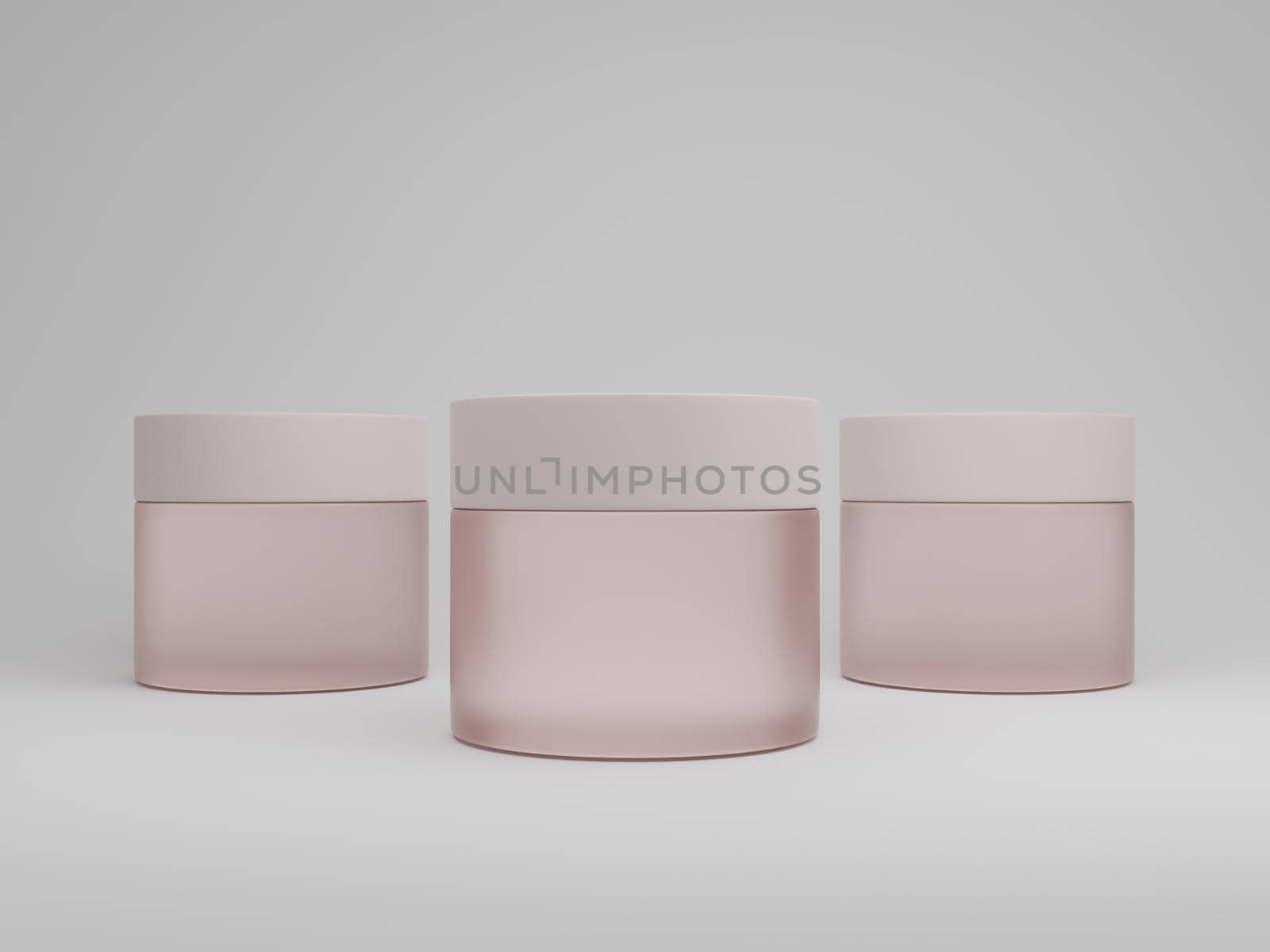 Glass transparent jar for cosmetic cream, empty transparent cosmetic package. 3d rendering by sirawit99