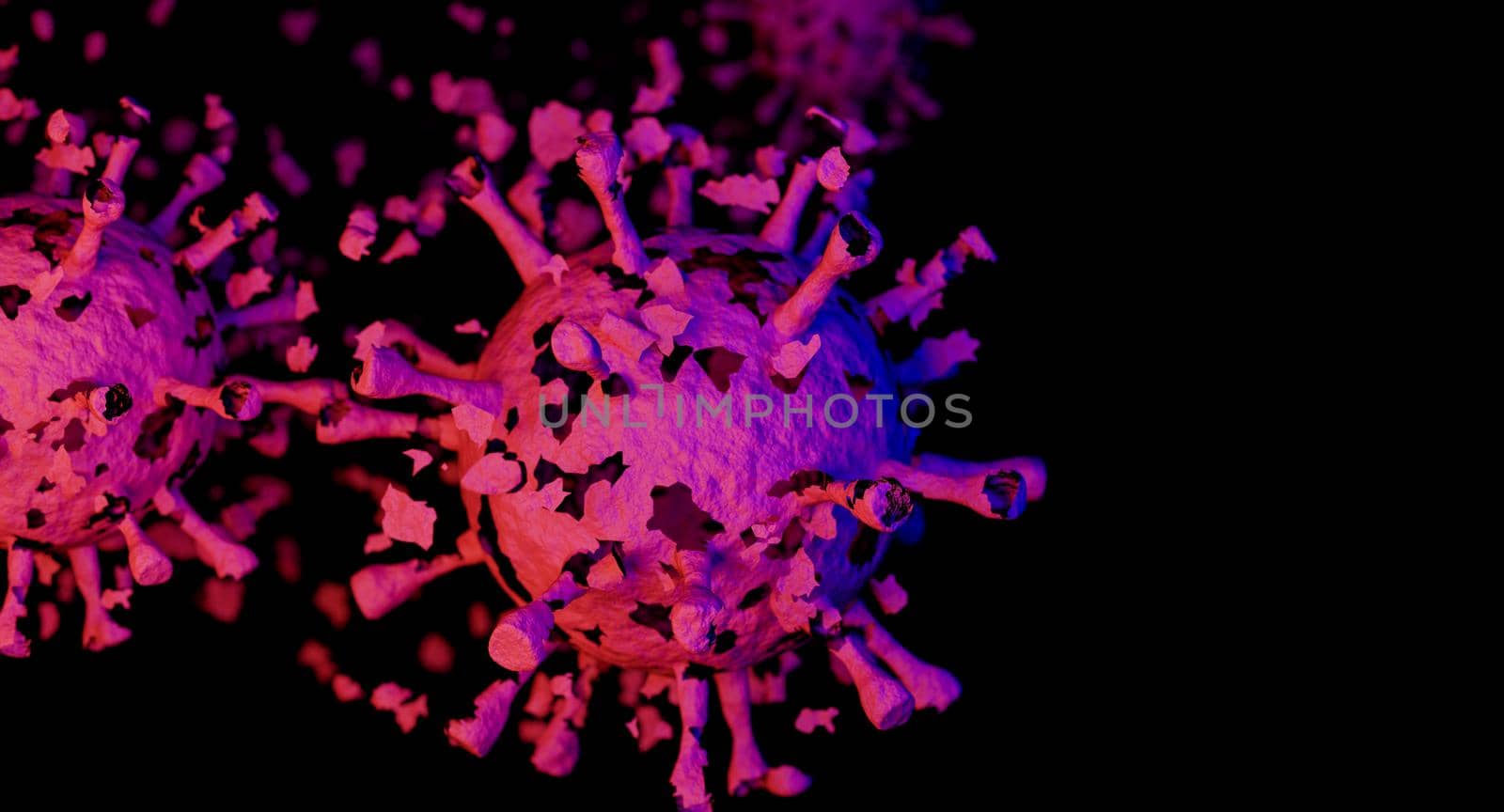 Eliminate of coronavirus. Corona virus breaking up into pieces. Treatment, vaccine or drug concept. 3D rendering.