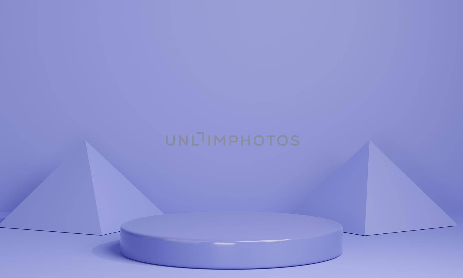 3D purple minimal podiums, pedestals, steps on purple background and a triangle decoration. Mock Up. 3d rendering. by sirawit99