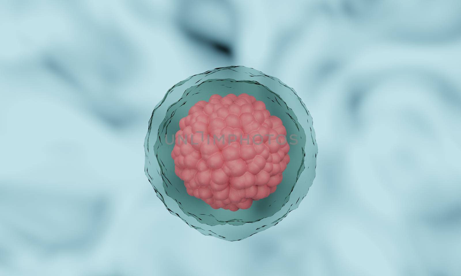 3d : human cell or embryonic stem cell microscope background. 3d rendering by sirawit99