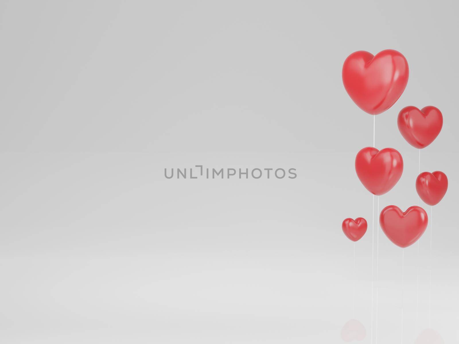 Valentine's Day concept, red hearts on white background. 3D rendering. by sirawit99