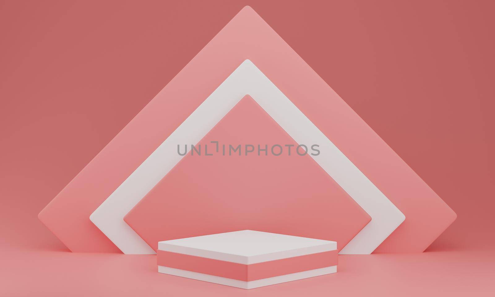 Valentine's Day : podium or product stand on pastel pink background with copy space. 3d rendering.