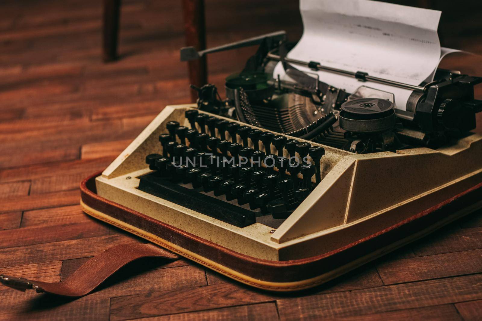 vintage journalist typewriter retro style nostalgia technology. High quality photo