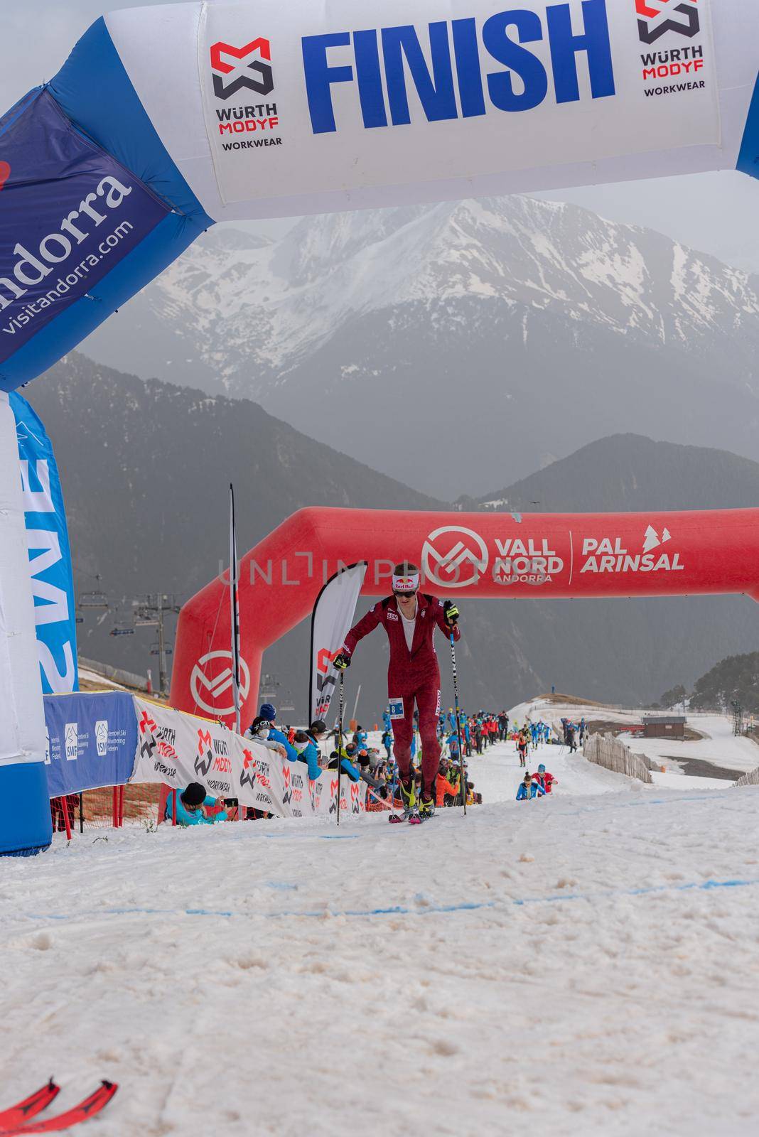 Arinsal, Andorra: 2021 March 4: PALZER Anton GER in the finish line ISMF WC Championships Comapedrosa Andorra 2021