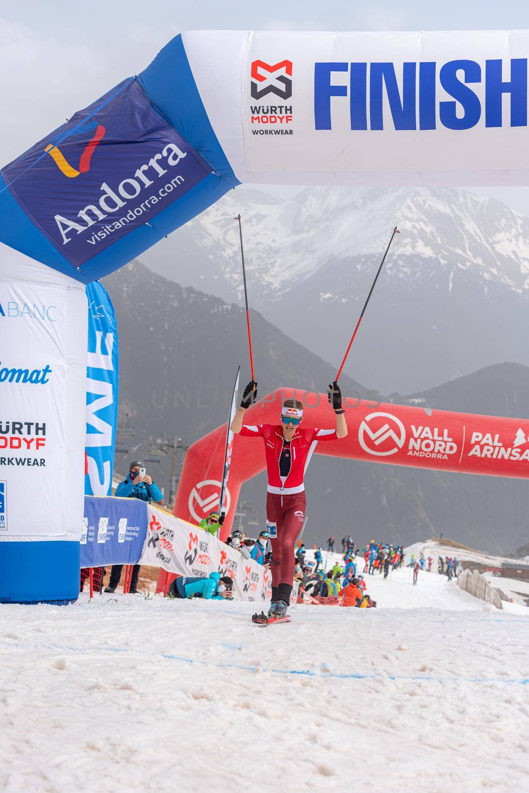Arinsal, Andorra: 2021 March 4: BONNET Rémi SUI in the finish line ISMF WC Championships Comapedrosa Andorra 2021